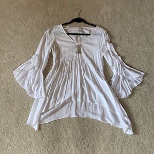 White Flare Sleeve Blouse